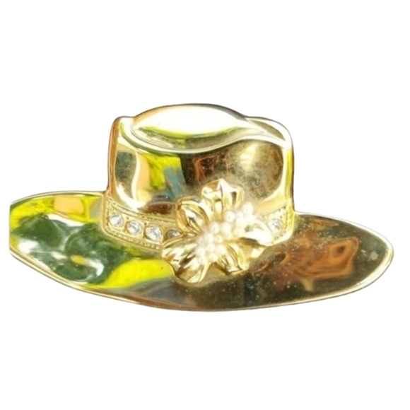 Vintage brass chapeau pin‎ - Picture 1 of 8